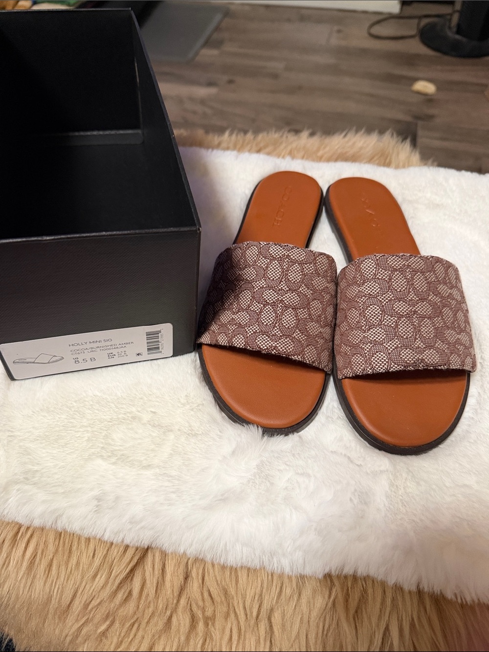 Coach Brown Monogram Slide Sandals